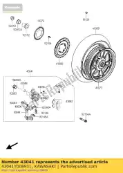 Ici, vous pouvez commander le étrier-assy, ?? Rr, m. Black sc300b auprès de Kawasaki , avec le numéro de pièce 43041Y008931: