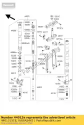 Ici, vous pouvez commander le tube-fourche intérieur, rh auprès de Kawasaki , avec le numéro de pièce 440131518: