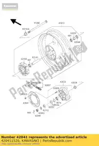 Kawasaki 420411520 sprocket-hub,38t - Bottom side