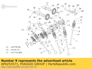 aprilia AP0253571 placa de mola da válvula - Lado inferior