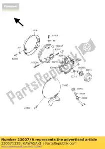 Kawasaki 230071339 lentille-comp, lampe frontale - La partie au fond