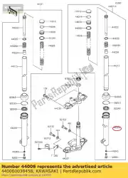 Aquí puede pedir horquilla derecha del tubo exterior, p. Klx11 de Kawasaki , con el número de pieza 440060038458: