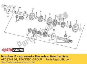 aprilia AP0234984 gear z=27 - Bottom side