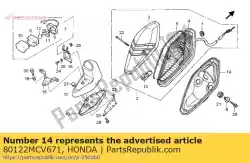 Ici, vous pouvez commander le caoutchouc, coussin de feu arrière auprès de Honda , avec le numéro de pièce 80122MCV671: