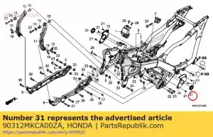 honda 90312MKCA00ZA tapa, pivote * nhb73m * mate plateado alfa metálico - Lado inferior