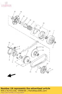 yamaha 4HC176701100 polea deslizante secundaria - Lado inferior