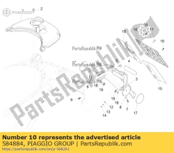 Aprilia 584884, Uchwyt tablicy rejestracyjnej, OEM: Aprilia 584884