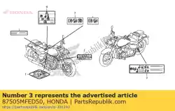 Aqui você pode pedir o nenhuma descrição disponível no momento em Honda , com o número da peça 87505MFED50: