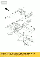 420361236, Kawasaki, mouw, achterbrug, l = 22 kawasaki zx gpz abs 1000 1100 10, Nieuw