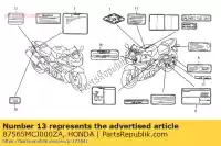 87565MCJ000ZA, Honda, etiqueta, colo * type1 * honda cbr fireblade rr cbr900rr 900 , Nuevo