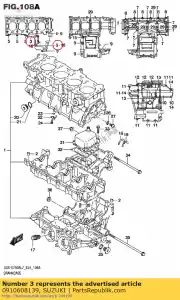 Suzuki 0910608139 parafuso, 8x120 - Lado inferior