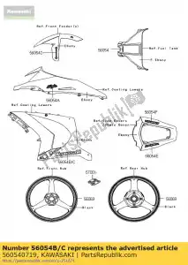 kawasaki 560540719 marca, carenado lateral, lh, kawas zx100 - Lado inferior