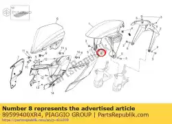 Aqui você pode pedir o lh painel lateral, vermelho em Piaggio Group , com o número da peça 89599400XR4: