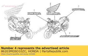 Honda 86203MGSD10ZC marca, r. ala * tipo2 * - Lado inferior