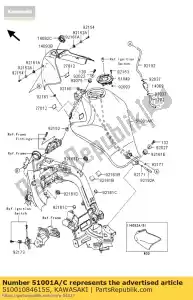 Kawasaki 51001084615S réservoir-comp-fuel, p.s.blanc - La partie au fond