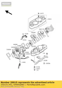 Kawasaki 250151342 toerenteller, x1000r / min - Onderkant