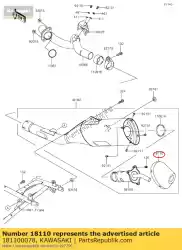 Qui puoi ordinare marmitta terminale del corpo klx450aef da Kawasaki , con numero parte 181100078: