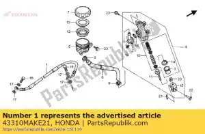 Honda 43310MAKE21 mangueira comp, rr brk - Lado inferior