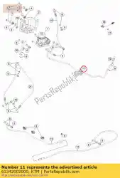 Aquí puede pedir manguera de freno control de freno trasero de KTM , con el número de pieza 61342002000: