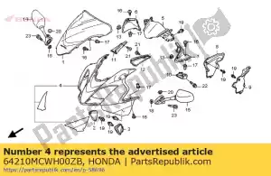 Honda 64210MCWH00ZB comp. capuz, superior * nha64p - Lado inferior