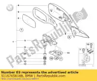 51167656188, BMW, spiegellijst rechts bmw c1 125 200 2000 2001 2002 2003 2004, Nieuw