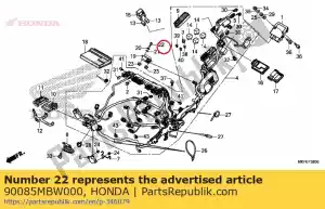 honda 90085MBW000 parafuso, especial, 6x25 - Lado inferior