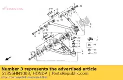 Ici, vous pouvez commander le bras sous-ensemble., r. Fr. Faible auprès de Honda , avec le numéro de pièce 51355HN1003: