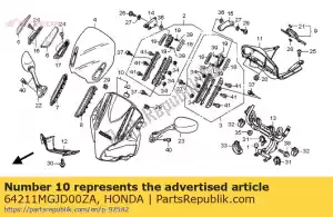 honda 64211MGJD00ZA conjunto de capuz, fr. center (wl) * nh312m * (nh312m mat cynos cinza metálico) - Lado inferior