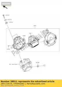 Kawasaki 280110619 meter,tacho&lcd - Bottom side