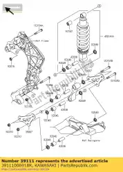 rod-tie, vering, f. S. B zr100 van Kawasaki, met onderdeel nummer 39111006918R, bestel je hier online: