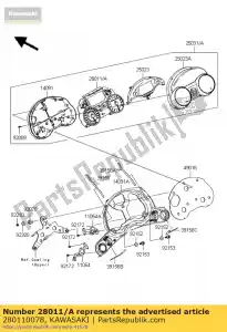 Kawasaki 280110078 meter,speed&tacho&lcd - Bottom side