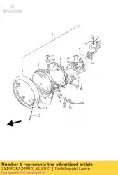 Here you can order the headlamp assy from Suzuki, with part number 3510038A30999: