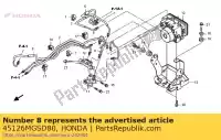 45126MGSD80, Honda, pipe comp. b, fr. brake honda nc 700 2012 2013, New