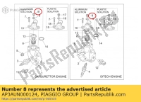 AP3AUN000124, Aprilia, vis avec bride m6x8, Nouveau