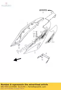 Suzuki 6814501DJ0EBF tape,frame cove - Bottom side