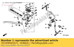 Ici, vous pouvez commander le commutateur assy., fr. Arrêtez auprès de Honda , avec le numéro de pièce 35340MA5671: