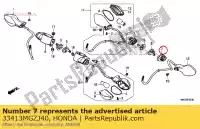 33413MGZJ40, Honda, gomma, fissaggio occhiolino (fr.) honda  cb 500 650 2013 2017 2018 2019, Nuovo