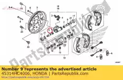 Ici, vous pouvez commander le piston, cylindre de roue (nissin) auprès de Honda , avec le numéro de pièce 45314HC4006: