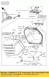 Aqui você pode pedir o capa, bolsa lateral, direita, m. S. Bl zg140 em Kawasaki , com o número da peça 140920123660: