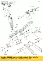 391110053, Kawasaki, asta-cravatta, sospensione kawasaki klx  s t sf w klx250 klx250s klx300r 250 300 , Nuovo