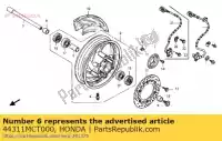 44311MCT000, Honda, colletto, fr. lato ruota honda fjs 400 600 2005 2006 2009 2010 2011 2012, Nuovo