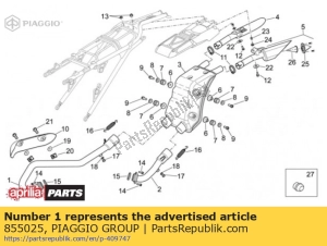 aprilia 855025 front. exhaust pipe - Bottom side