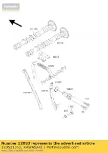 Kawasaki 120531352 corrente-guia, upp - Lado inferior