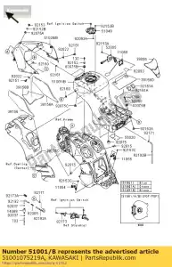 kawasaki 51001075219A combustible de tanque, m.m.s.blu zx140 - Lado inferior