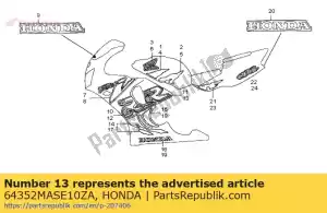 Honda 64352MASE10ZA listra b, l. capuz do meio - Lado inferior