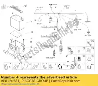 AP8120581, Piaggio Group, Zacisk do przewodów aprilia  af1 dorsoduro pegaso rs rs4 rxv sxv tuareg zd4kc000 zd4kca00 zd4sm000, zd4sma00, zd4smc00, zd4smc01 zd4tw000 zd4xaa00 zd4xab00 50 125 450 550 750 1988 1989 1991 2008 2009 2010 2011 2012 2013 2014 2015 2016 2017 2018 2019 2020 2021 2022, Nowy