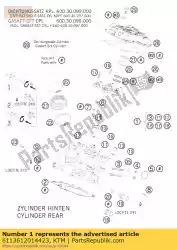 Here you can order the cylidner head cpl. Rear 08 from KTM, with part number 6113612014423: