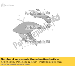 Aprilia AP8258036, Copertura dello scudo inferiore. nero, OEM: Aprilia AP8258036