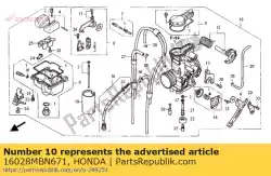 Aqui você pode pedir o conjunto de parafusos b em Honda , com o número da peça 16028MBN671: