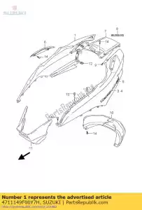 Suzuki 4711149F00Y7H moldura da capa r - Lado inferior